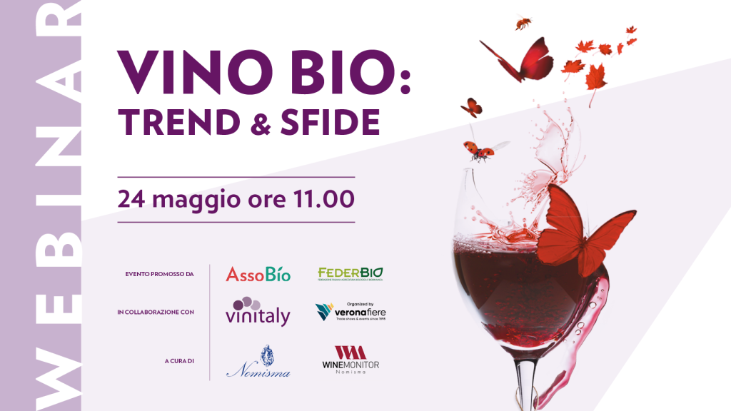 Locandina webinar vino bio trend e sfide